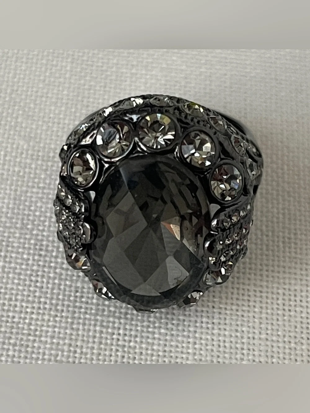 Bloomingdale’s Black Crystal Cocktail Ring - Women Jewelry NWO